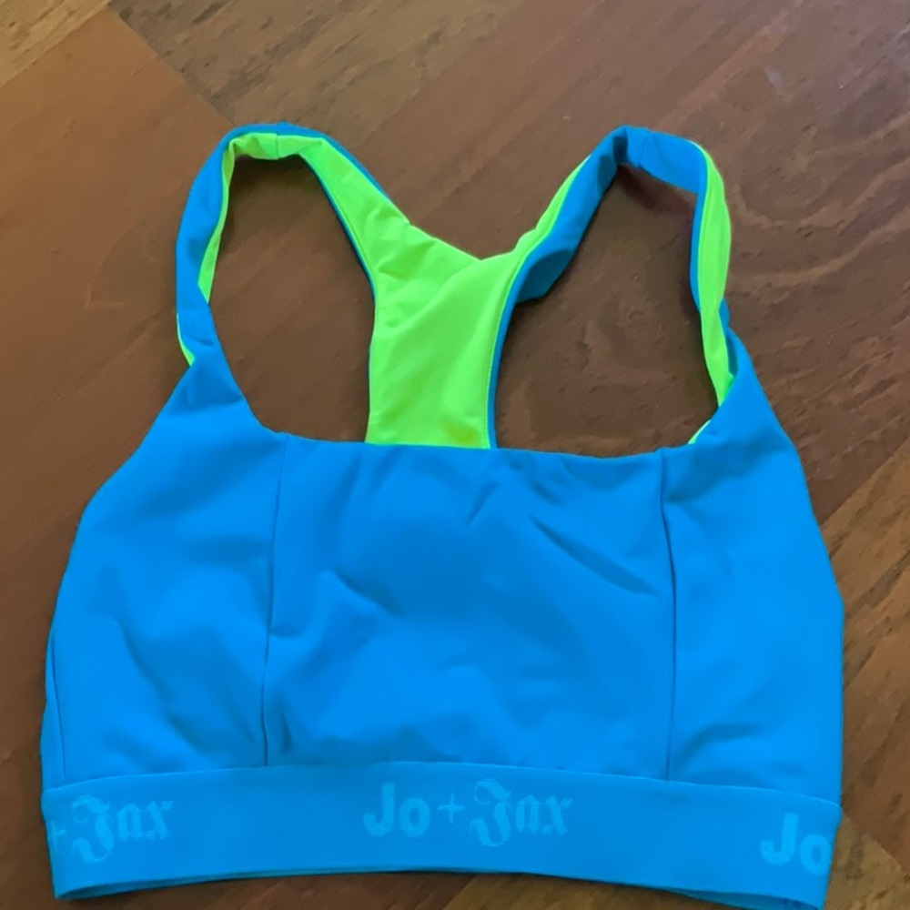Jo+Jax Blue & Lime Racerback Sports Bra